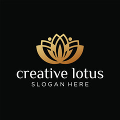 luxury lotus flower logo template ,elegant lotus spa logo design vector.