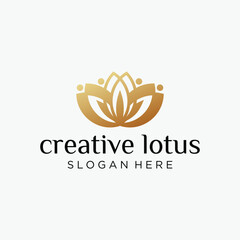 Fototapeta premium luxury lotus flower logo template ,elegant lotus spa logo design vector.