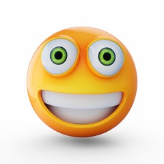 3D Rendering happy emoji isolated on white background