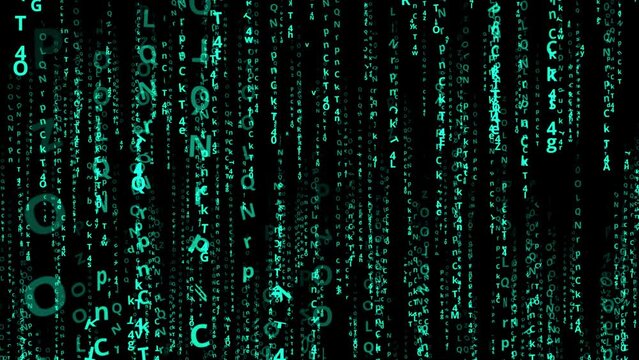 Looping Matrix style Cyrillic alphabet code rain effect. lightness to separate from the background.