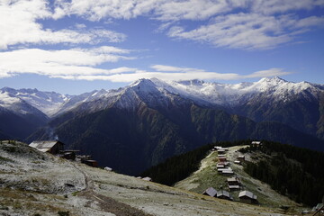 landscape with snow Pokut Plateau Rize Camlihemsin Turkey