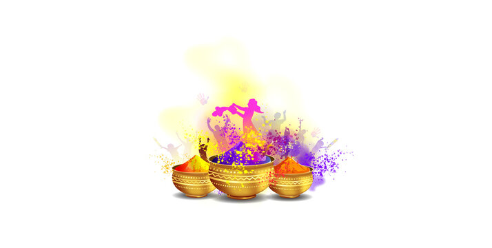 Holi festival traditional background. People playing with colors and hugging each other.