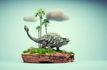 Conceptual presentation scene of an Ankylosaurus.