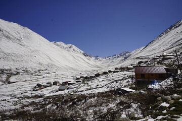 mountain hut in the snow