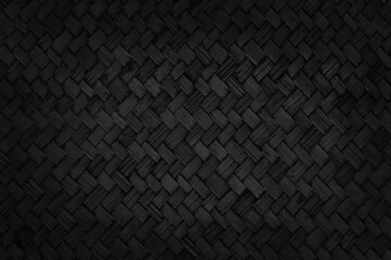 Black weave bamboo pattern, woven rattan mat texture for background and design art work.