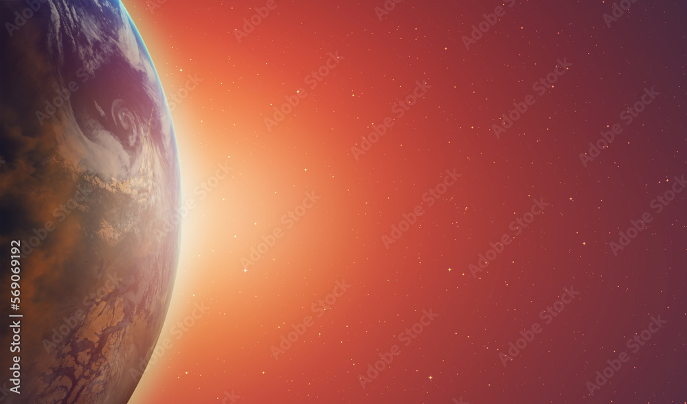 Poster planet earth with a spectacular sunset 