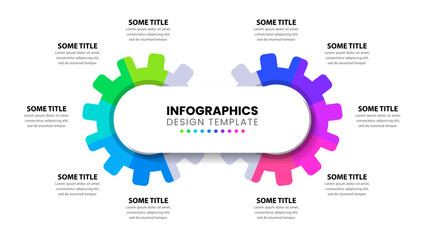 Infographic template. 2 gears with 10 steps