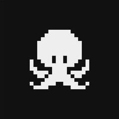 Octopus emoji, pixel art icon. Design for logo, sticker and mobile app. Isolated vector illustration.