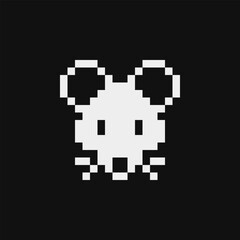 Mouse head emoji. Pixel art character. Logo pet shop. Stickers and embroidery design. Isolated vector illustration.