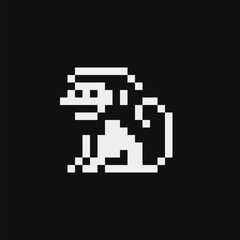Monkey pixel art icon. Element design for stickers, logo, embroidery, mobile app. Isolated vector illustration.