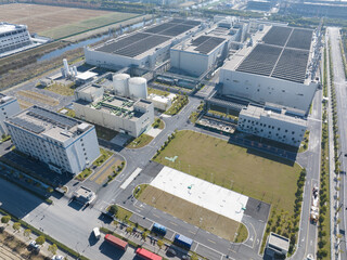 solar panels on factory rooftop
