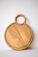 wooden cutting board on white background