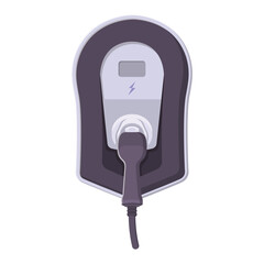 Electric Vehicle Charging Station Flat Illustration. Clean Icon Design Element on Isolated White Background