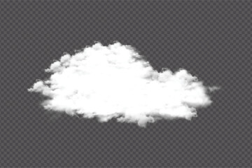 A thick cloud floating on a transparent background. Realistic smoke and cloud vectors for design elements or template decoration. Mist, stormy, or sunny environment sky elements on a dark background.