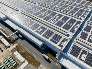 solar panels on factory rooftop