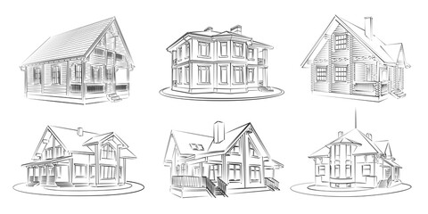 Obraz premium The set sketches of cottages. 