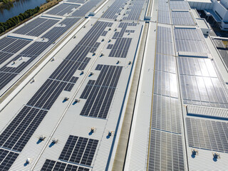 solar panels on factory rooftop