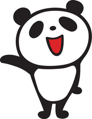 かわいいシンプルパンダ　右手で案内説明ポーズ