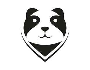 Panda Head Map Pointer Logo Icon Design Template