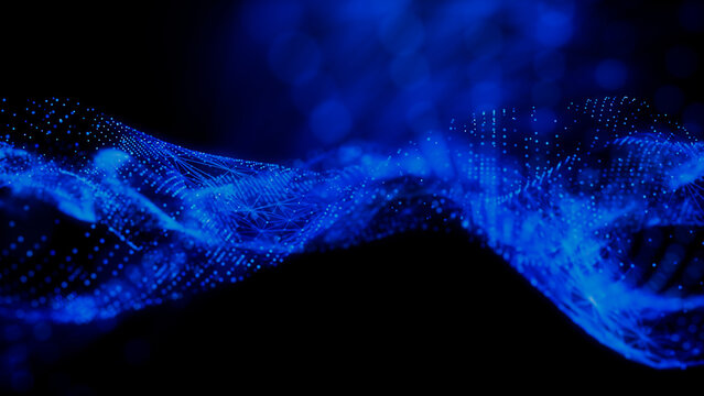 Data Transfer Concept. Blue, Futuristic Digital Style. 3D Render.