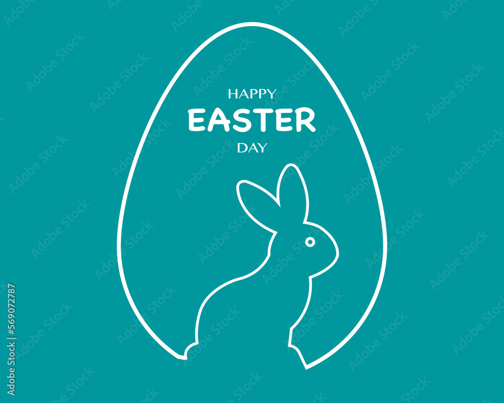 Wall mural happy easter day line art style