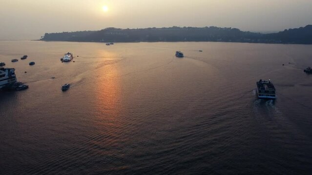 Sunset in the river Mandvi Goa