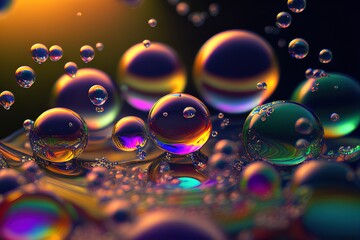 Naklejka premium Colorful bubbles in the water, abstract background. Generative art