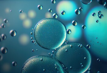 Bubbles of an air in the pure water, abstract background. Generative art	
