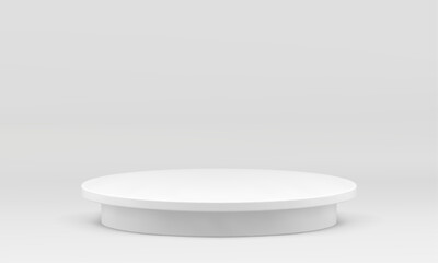 White 3d pedestal round basic platform tribune for product advertising decor element vector