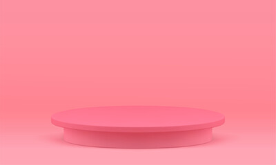 Pink 3d podium basic foundation stage for event celebration round platform realistic vector