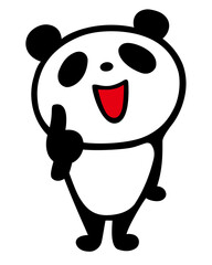 かわいいシンプルパンダ　人差し指で決めポーズ