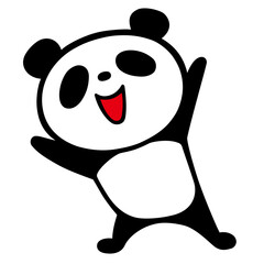 かわいいシンプルパンダ　両手を上げるポーズ