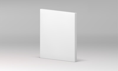 White 3d wall rectangular geometric block isometric decor element vertical stand realistic vector