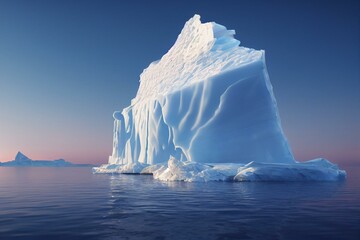 Fototapeta na wymiar 3d rendering of big iceberg in front of beautiful sky. Generative AI