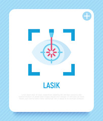 Laser eye surgery flat icon. Ophthalmology. Lasik vision correction. Vector illustration.