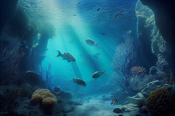 Fototapeta premium underwater shining sun ocean