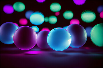 neon glowing balls reflective shiny