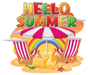 Hello summer logo template