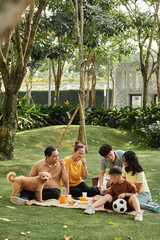 Big Family Enjoying Picnic