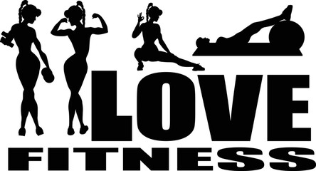 I love fitness. Girls go in for fitness, monitor their health. Girls lead a healthy lifestyle. Silhouette.