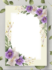 Elegant flowers happy Valentines day card background, wedding template frame greeting