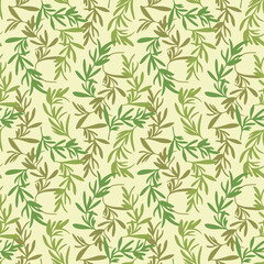 Obraz na płótnie Canvas Japanese Wild Leaf Branch Vector Seamless Pattern