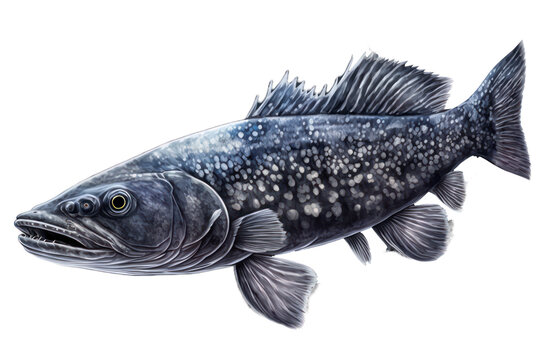 Coelacanth fish isolated on transparent background. Coelacanth. Sea fish dicut. Generative AI.
