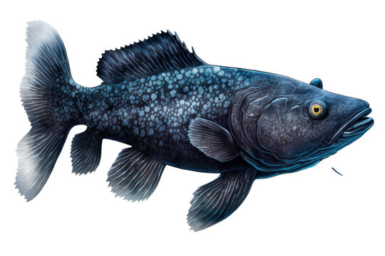 Coelacanth fish isolated on transparent background. Coelacanth. Sea fish dicut. Generative AI.