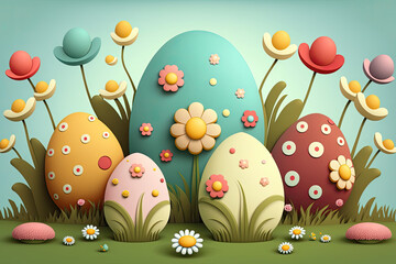 easter background with easter eggs