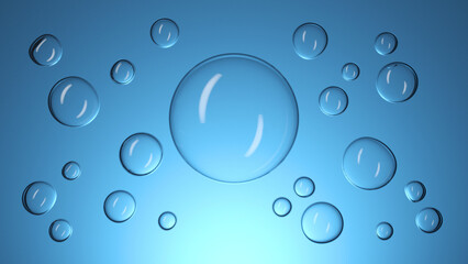 Clear fluid transparent bubbles water drop backgrounds 3d rendering illustration