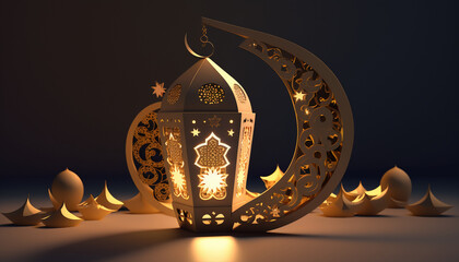 a Ramadan Kareem 3D decoration, Generative AI
