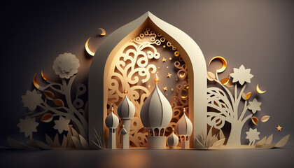 a Ramadan Kareem 3D decoration, Generative AI