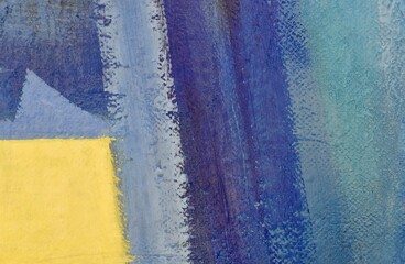 Blue and yellow abstract painting texture