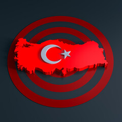 Turkey Earthquake Map. 3d Illustration